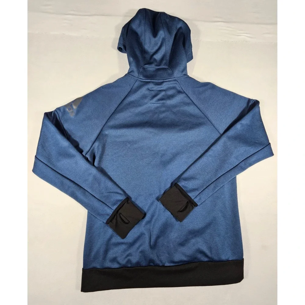 Adidas Mens Full Zip Hoodie Blue Heathered Performance Sweatshirt Large‎ RN88387